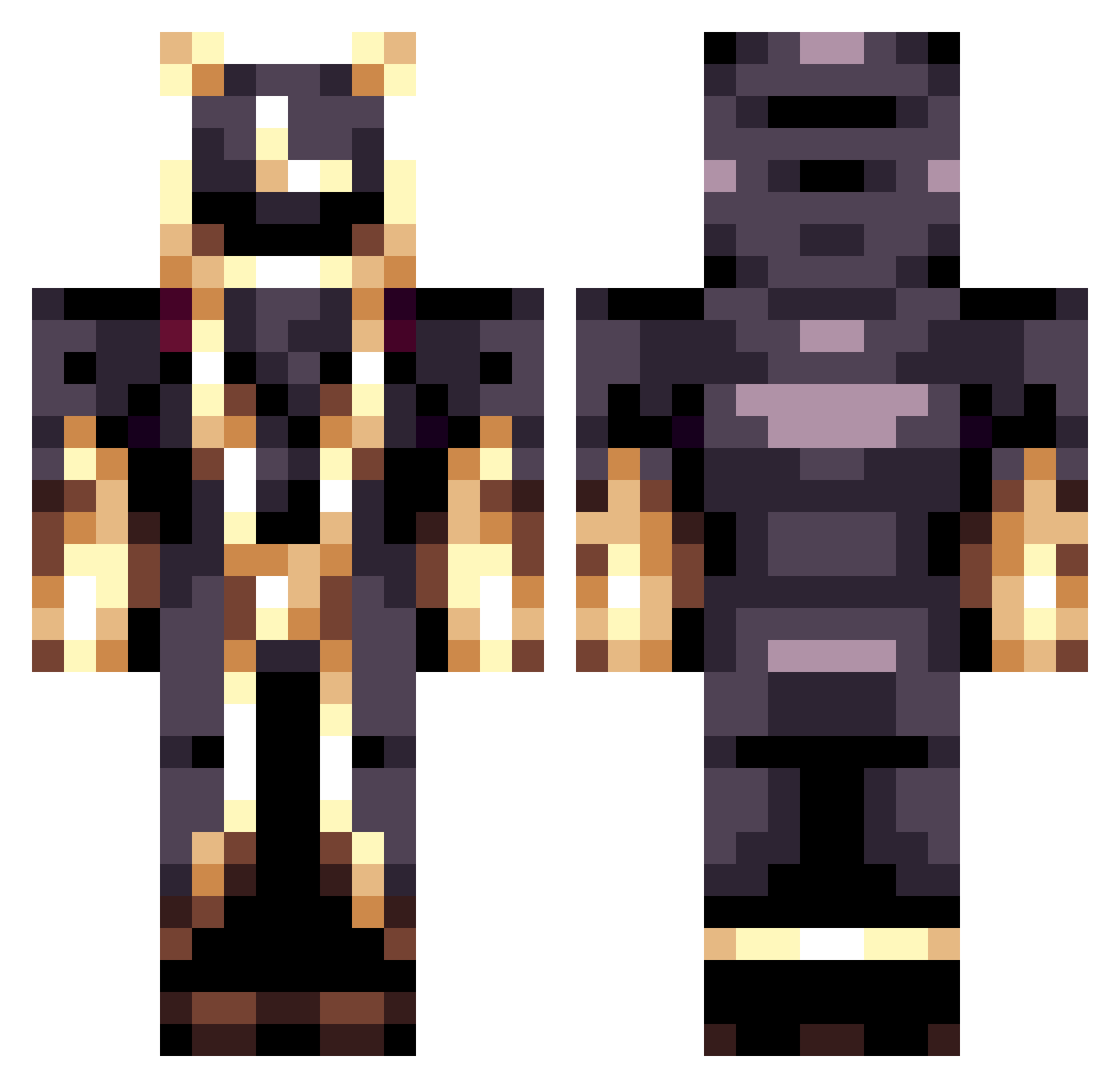 xUI19x Minecraft skin, front and back view