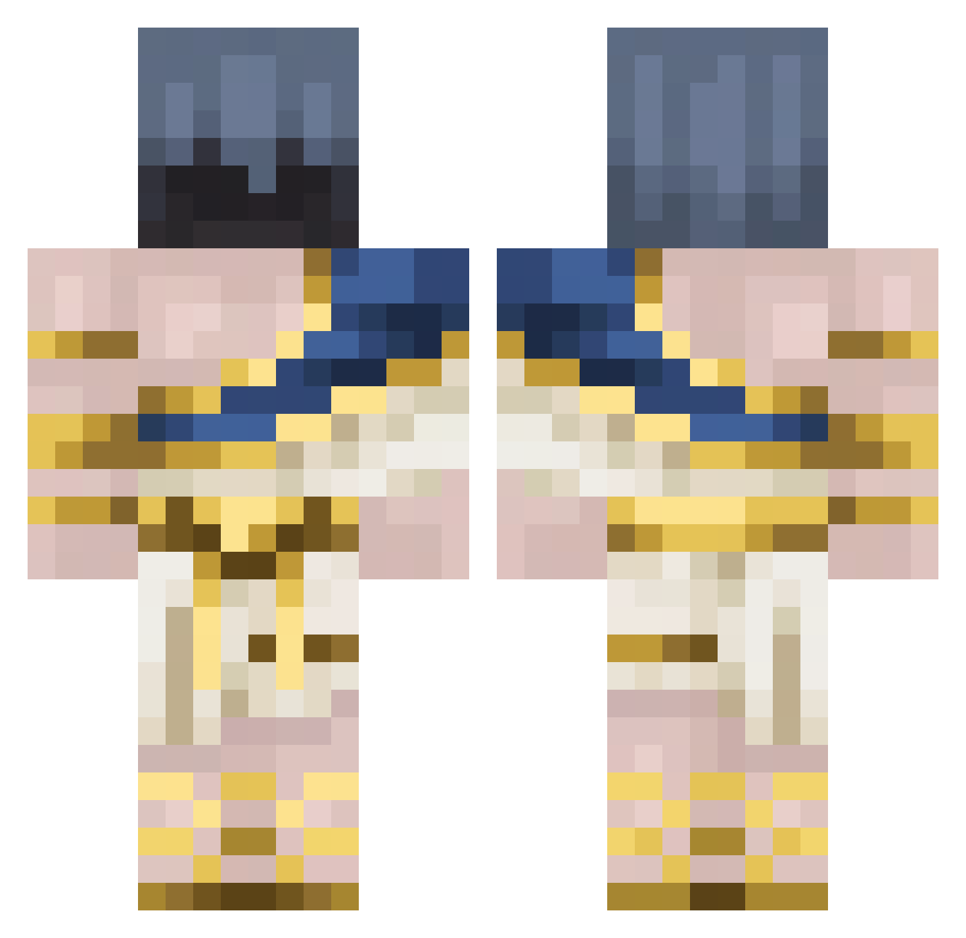 Crasher Minecraft skin, front and back view