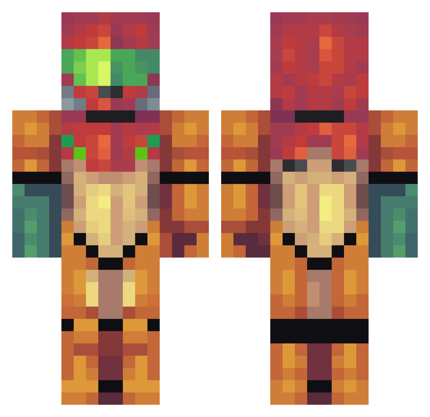 YeAreABaggage Minecraft skin, front and back view