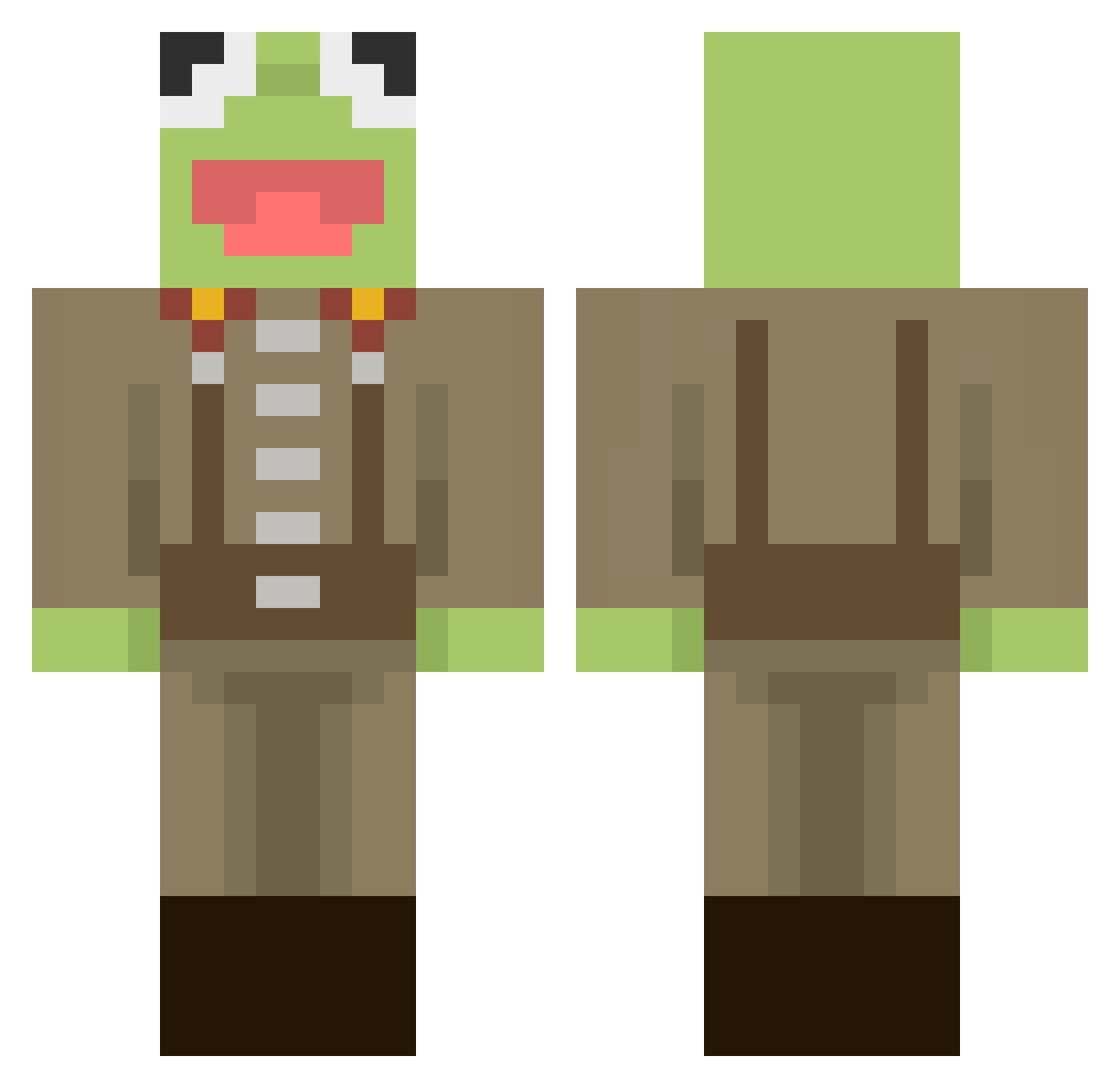 SenTendo Minecraft skin, front and back view