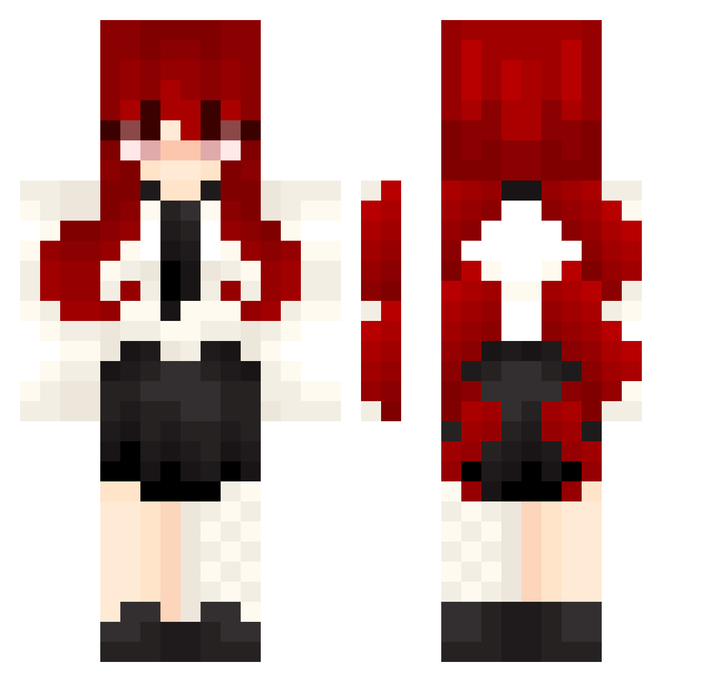 SPDFZ Minecraft skin, front and back view