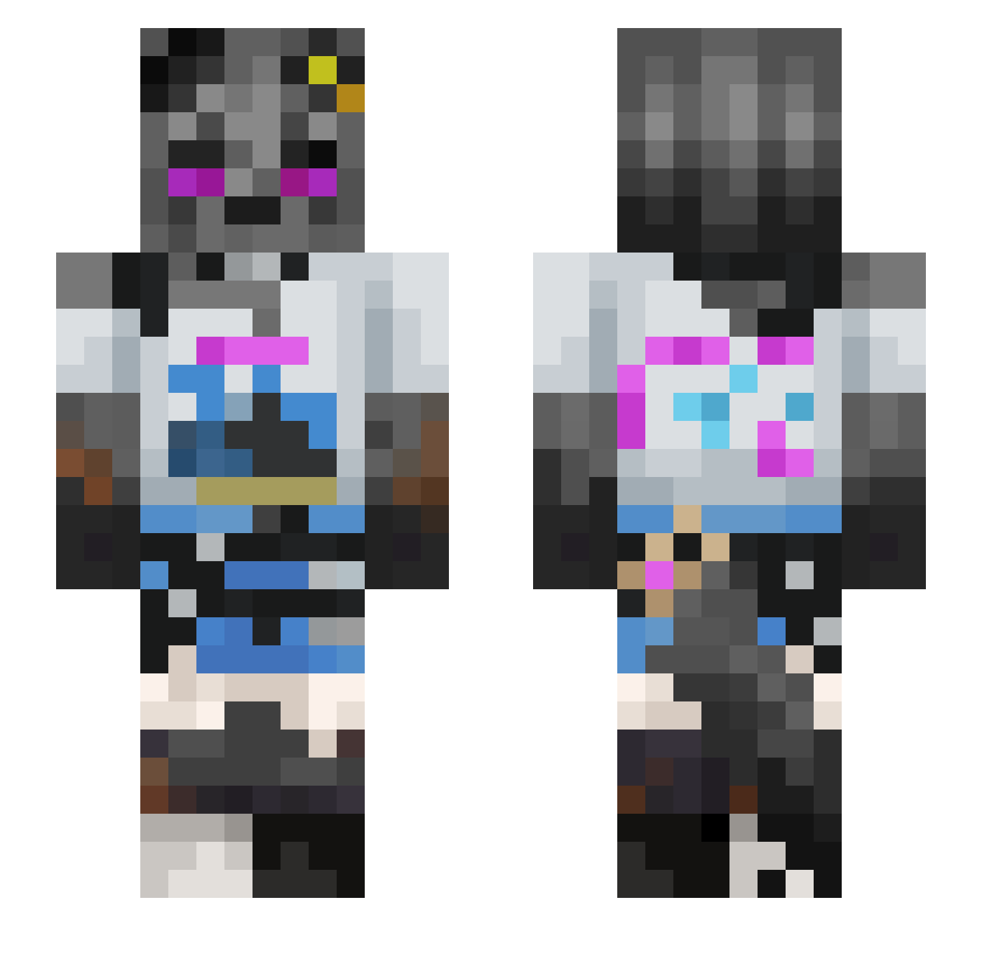 Saltysea_Katt Minecraft skin, front and back view