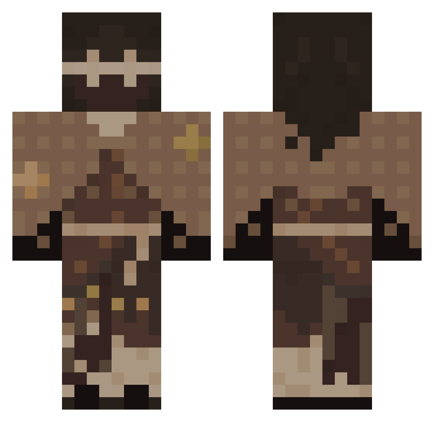 Scibbels Minecraft skin, front and back view