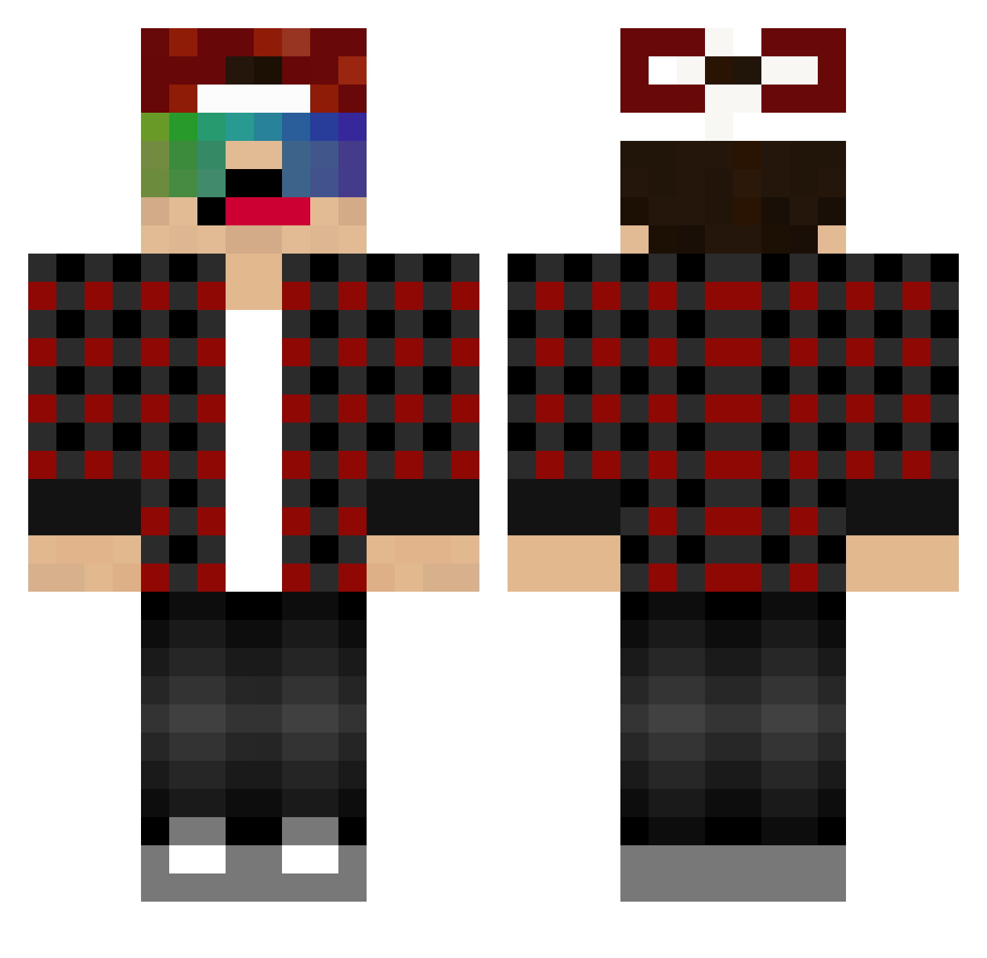 oColtonTex Minecraft skin, front and back view