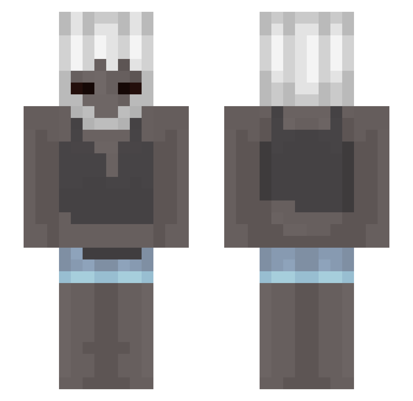 siroituki Minecraft skin, front and back view