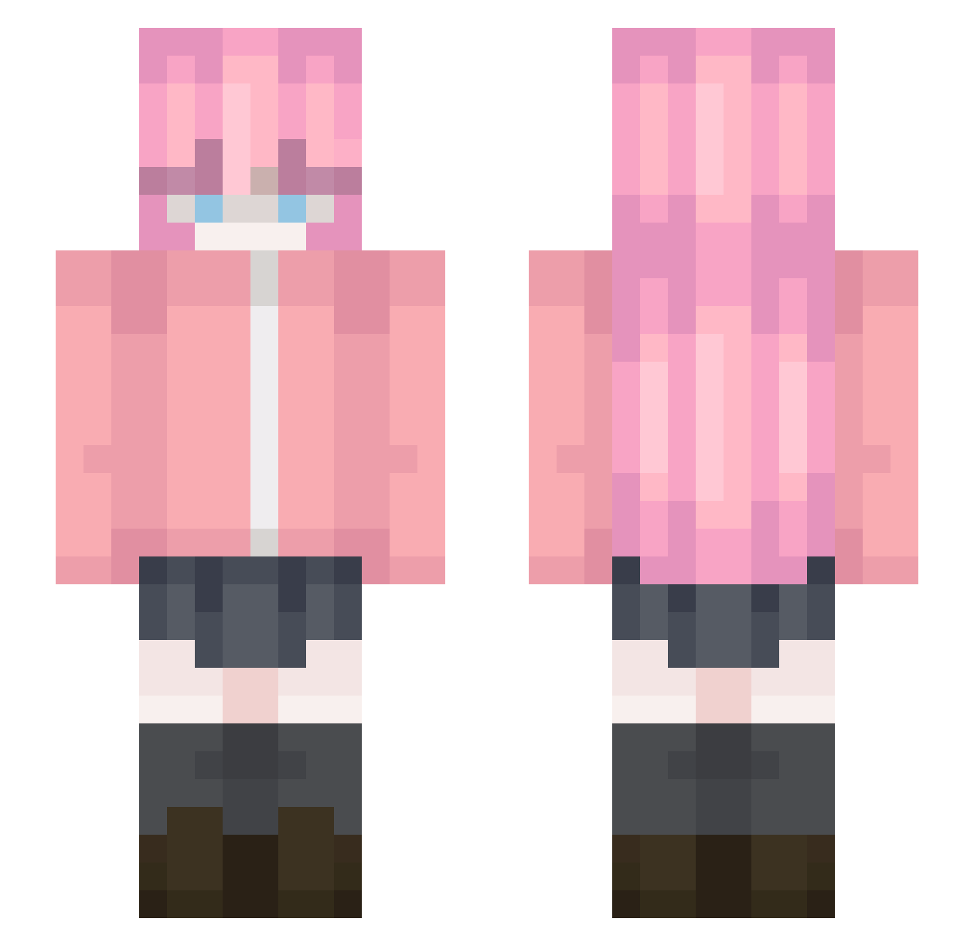 Sociopather Minecraft skin, front and back view