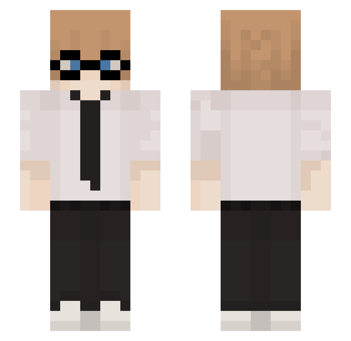 Toqqler Minecraft skin, front and back view