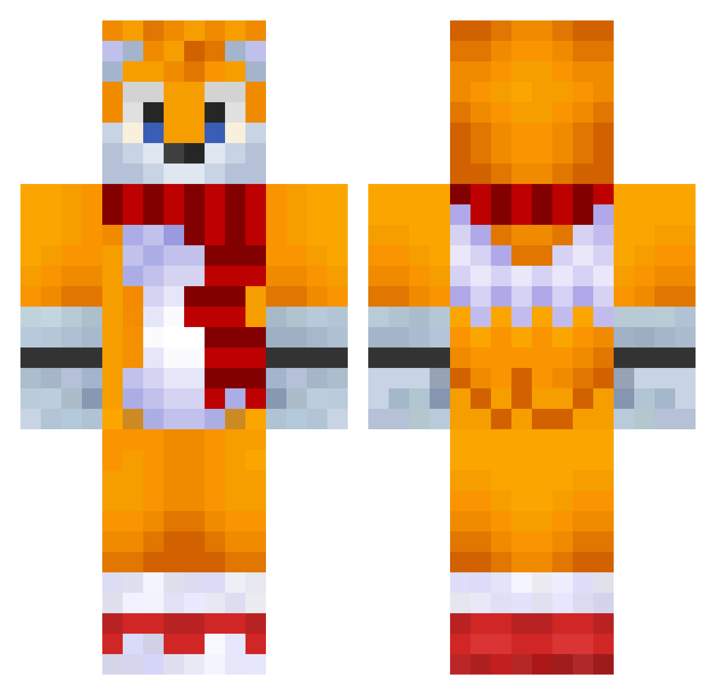 Infinite_X Minecraft skin, front and back view