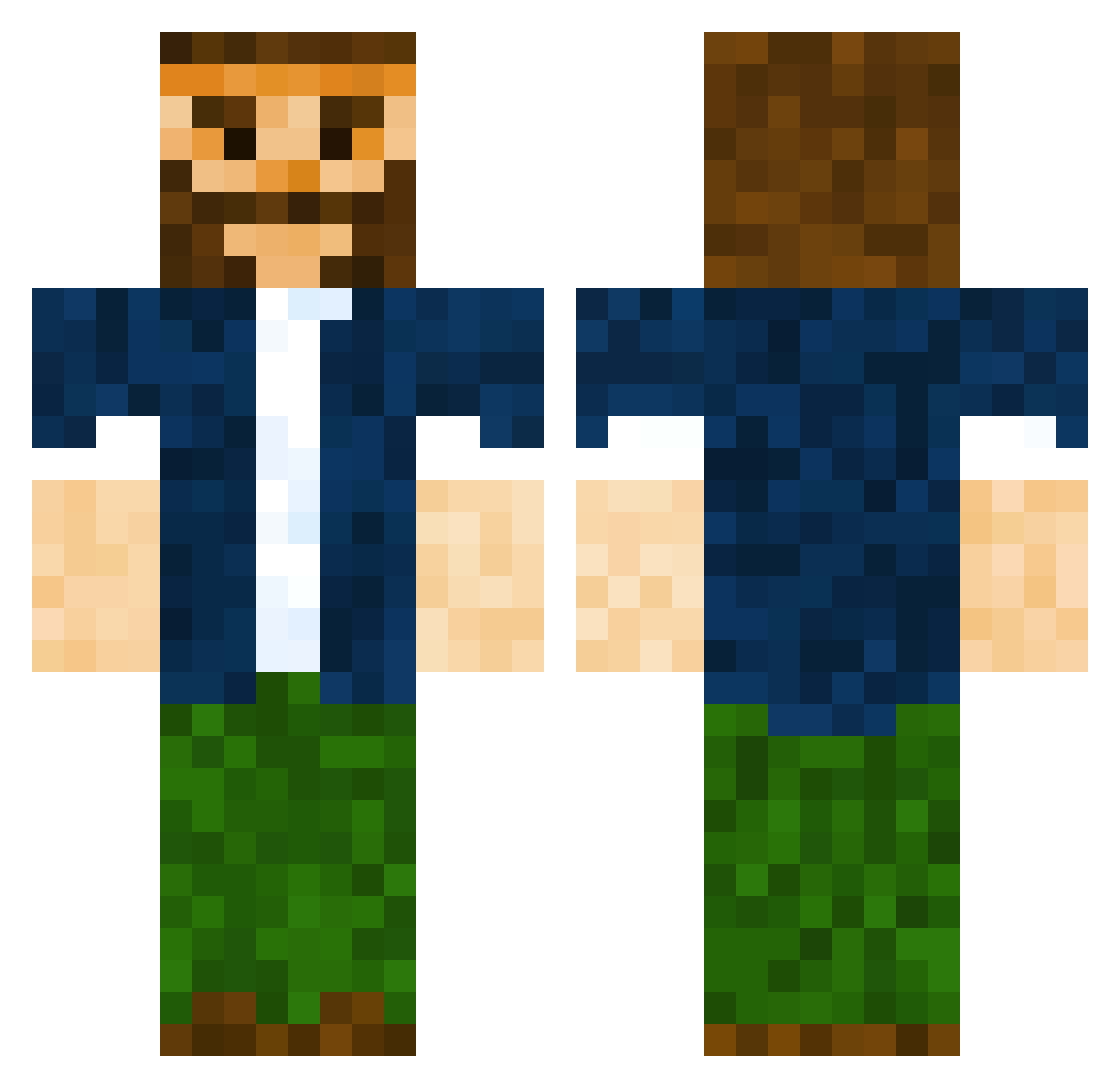 AdmirableAackbar Minecraft skin, front and back view