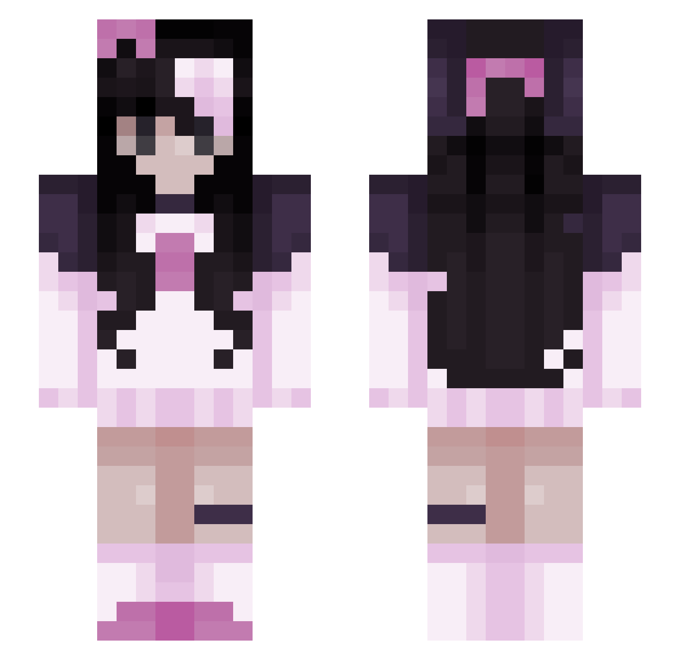 Spaceyboe Minecraft skin, front and back view