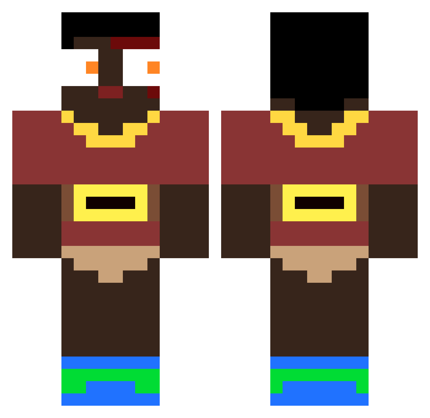SkyrJogurtpitny Minecraft skin, front and back view