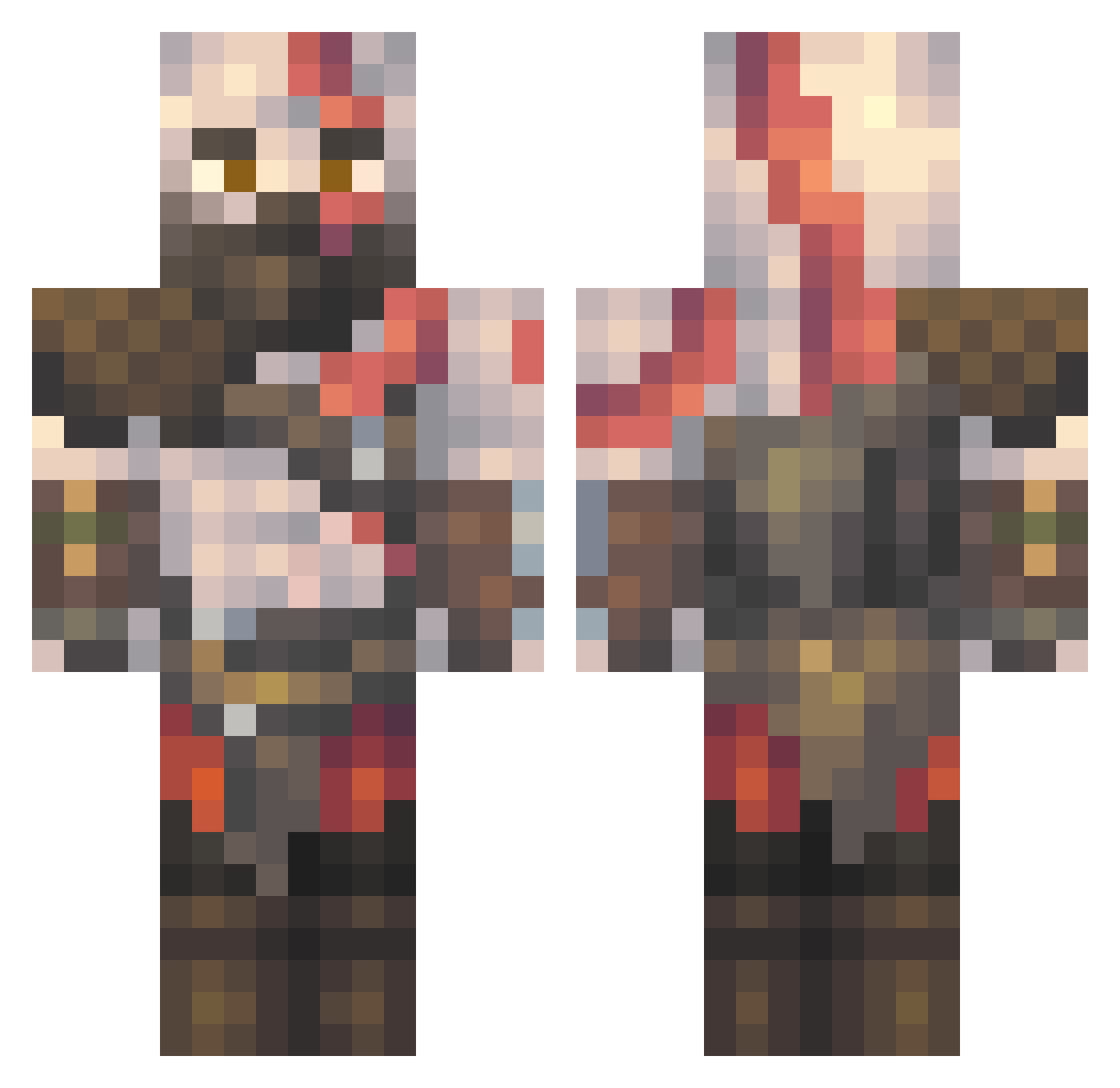 BullzDXC Minecraft skin, front and back view