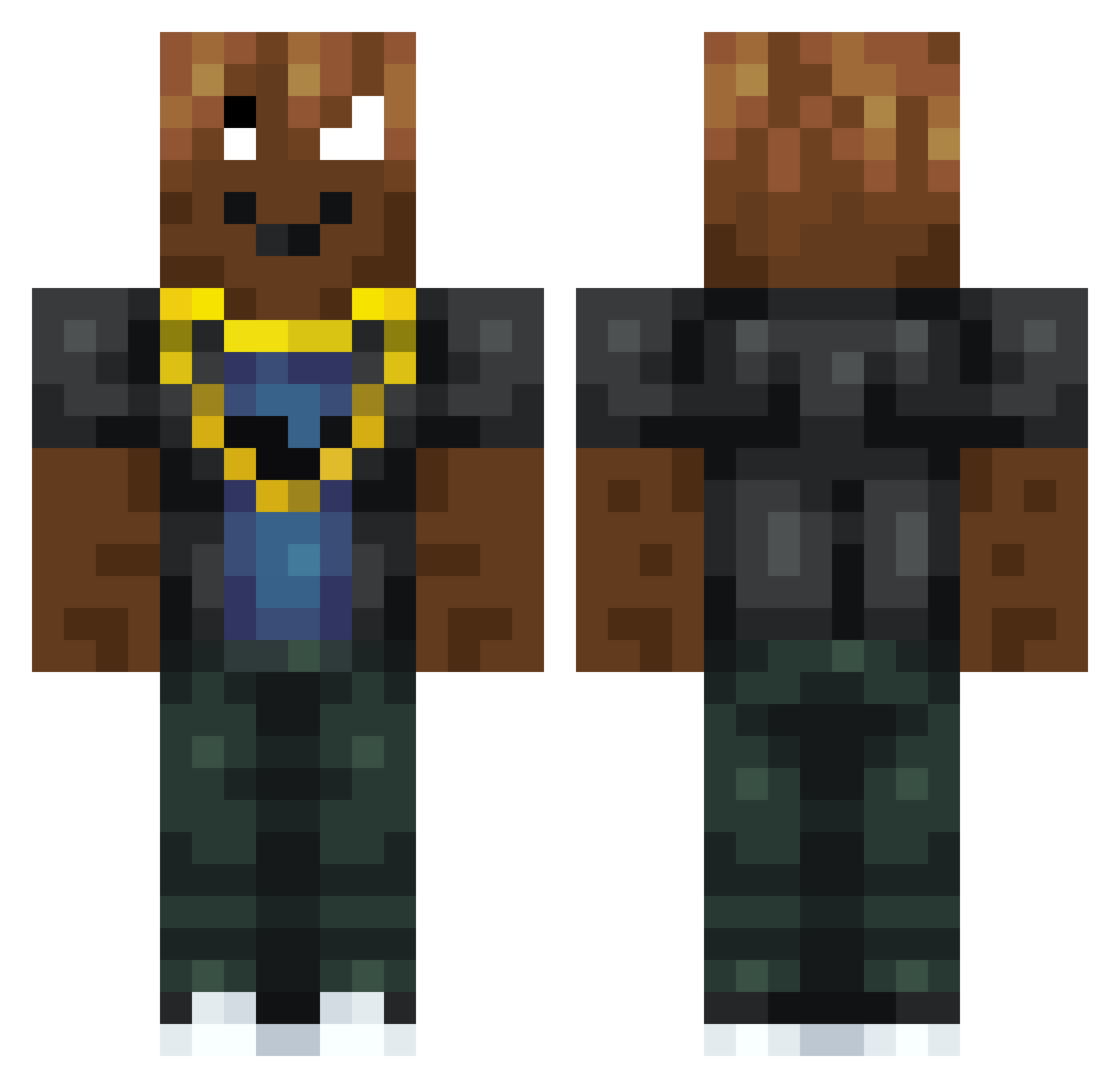 Shadoofz Minecraft skin, front and back view