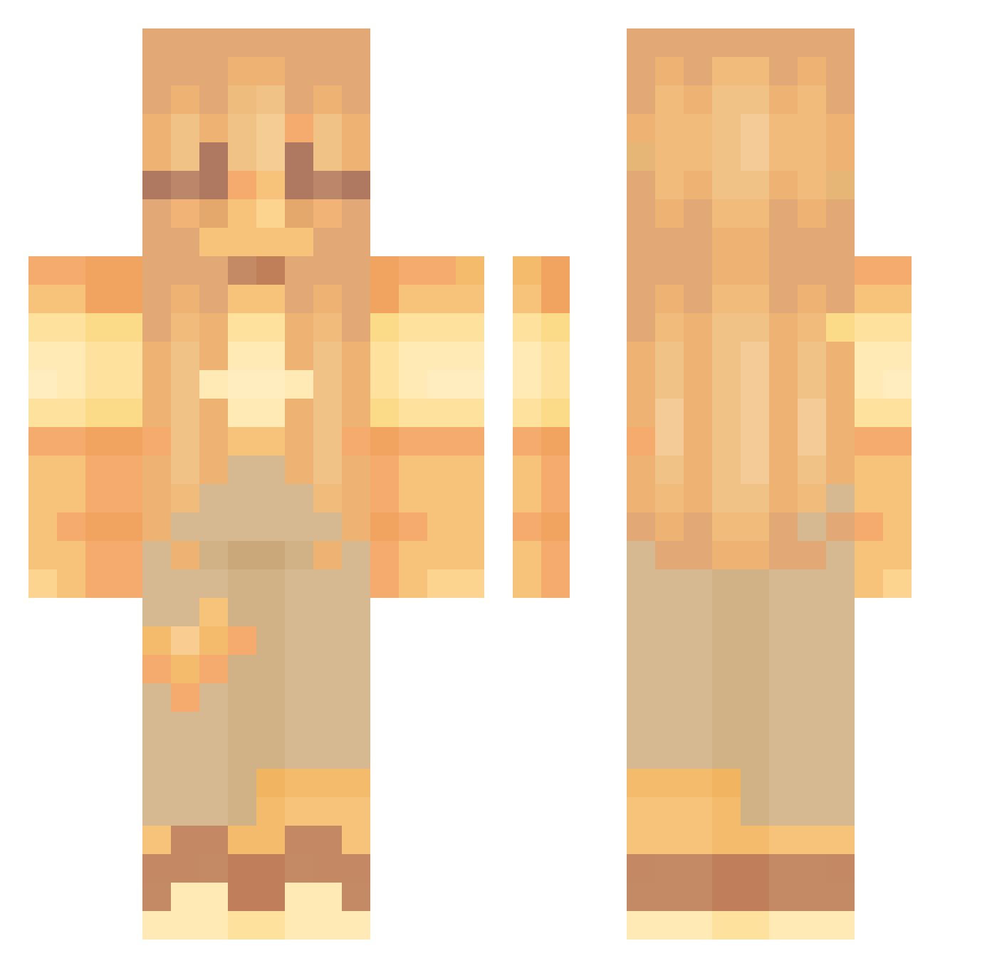 urfavv Minecraft skin, front and back view