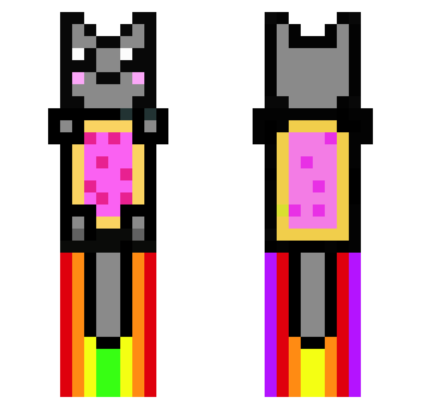 Perpendicular Minecraft skin, front and back view