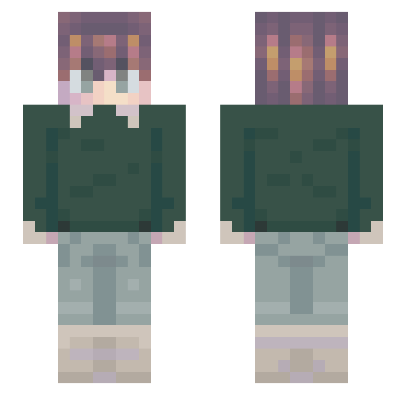 scrptor Minecraft skin, front and back view