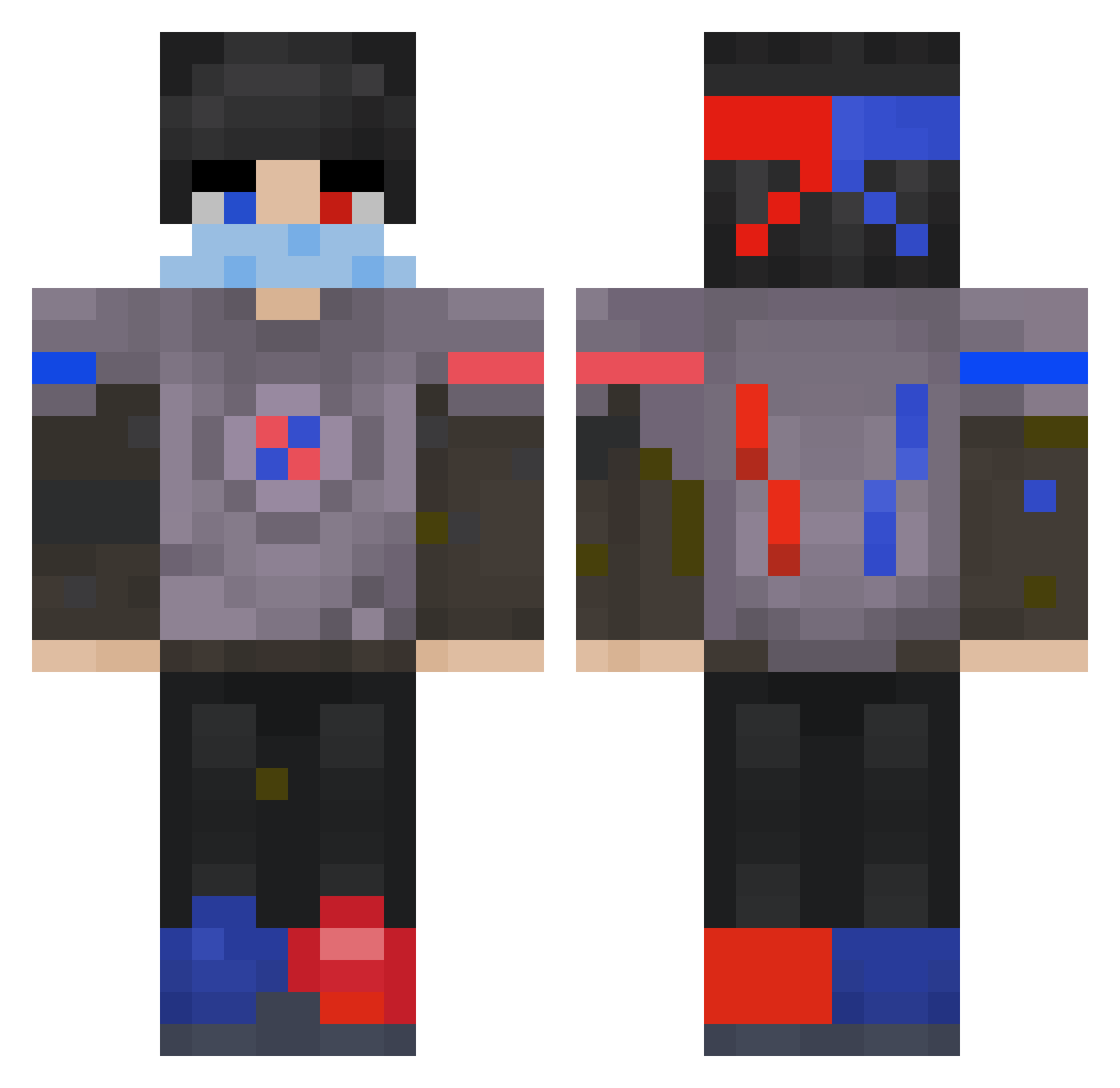 WolfPack_A7x Minecraft skin, front and back view