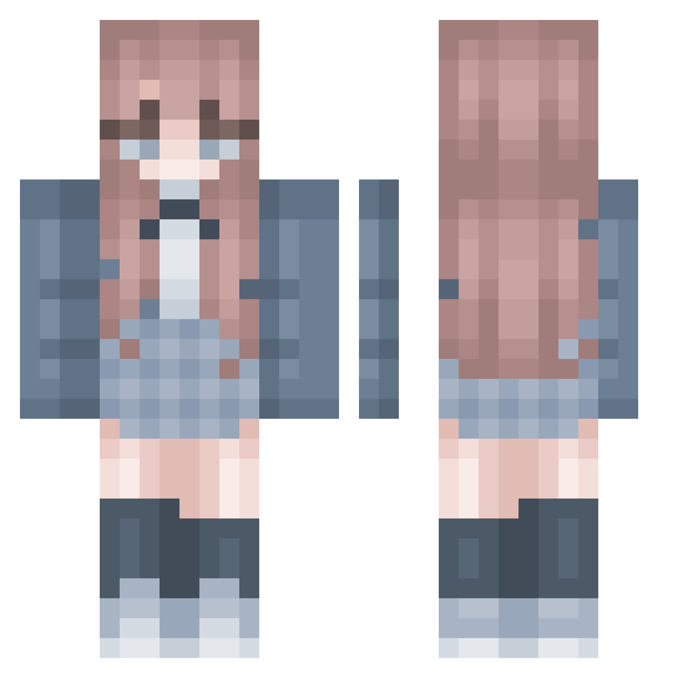 sirensonthecoast Minecraft skin, front and back view
