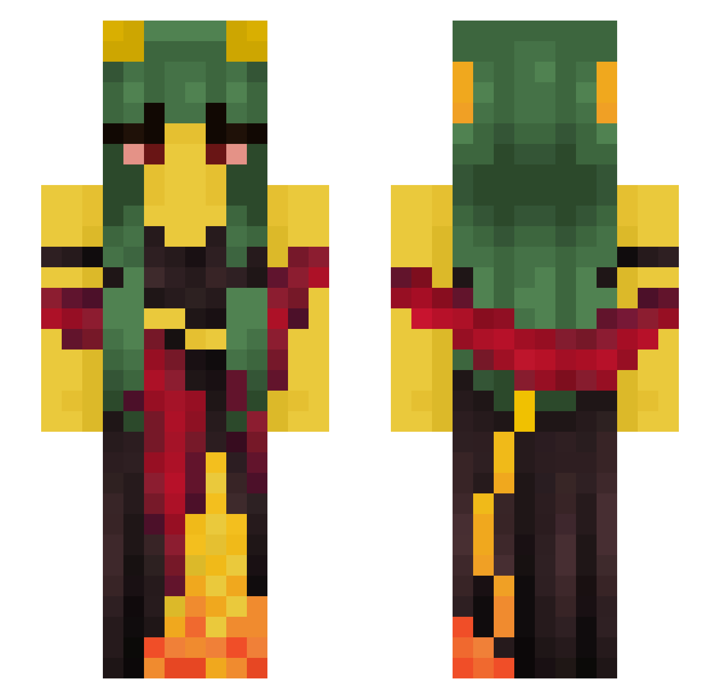 wybtr Minecraft skin, front and back view