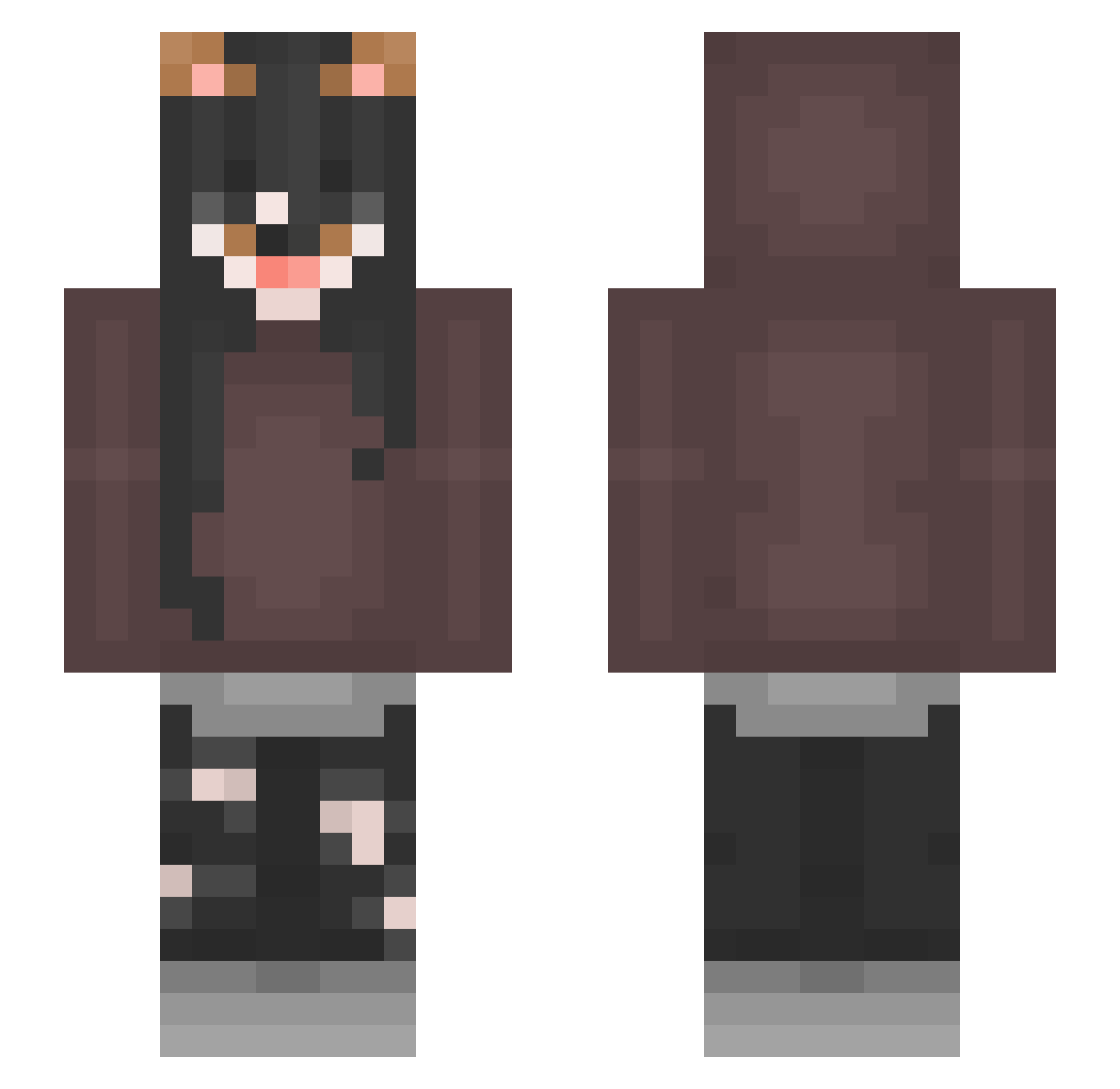 TheGrayscale Minecraft skin, front and back view