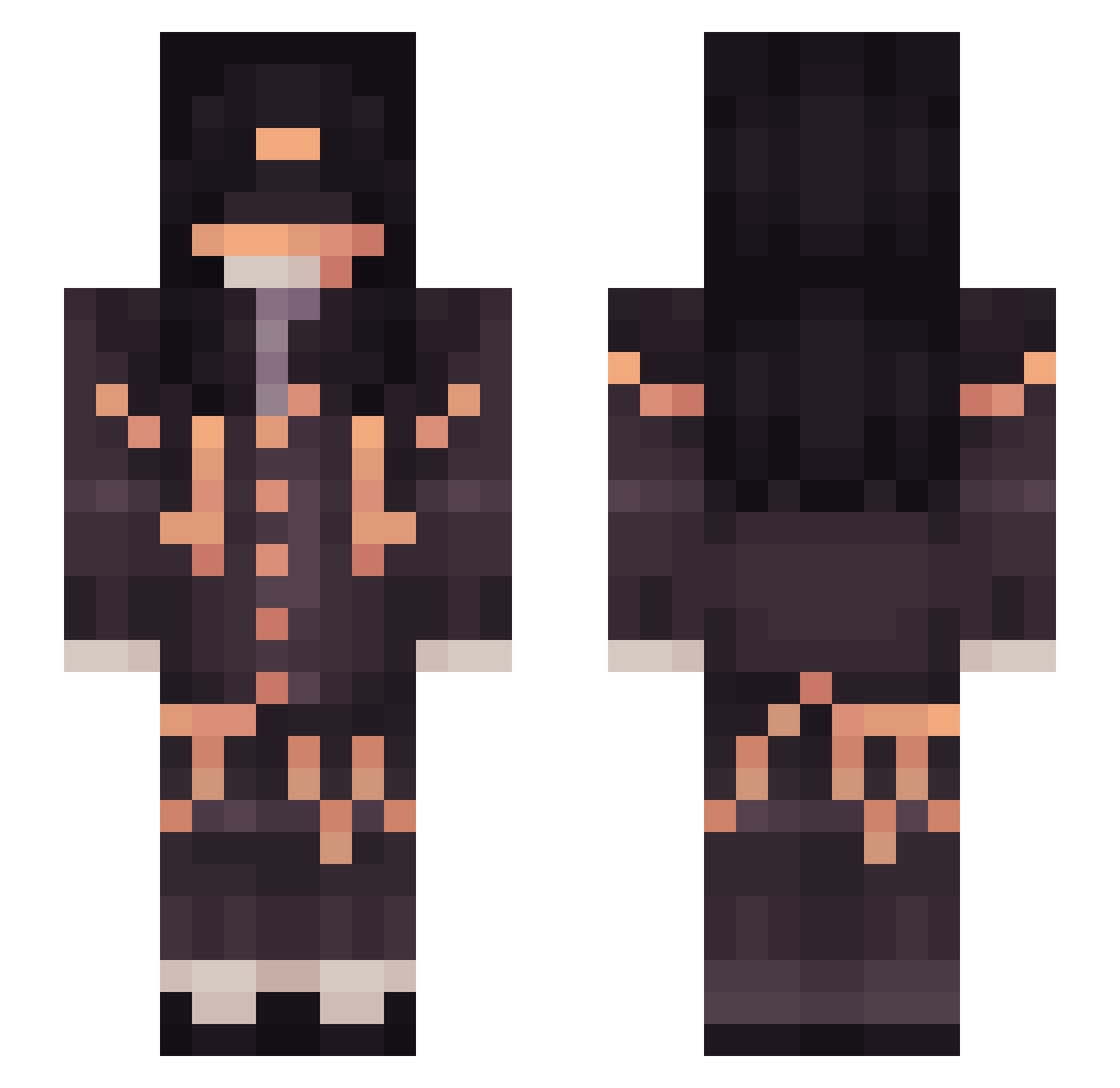 SOjean Minecraft skin, front and back view