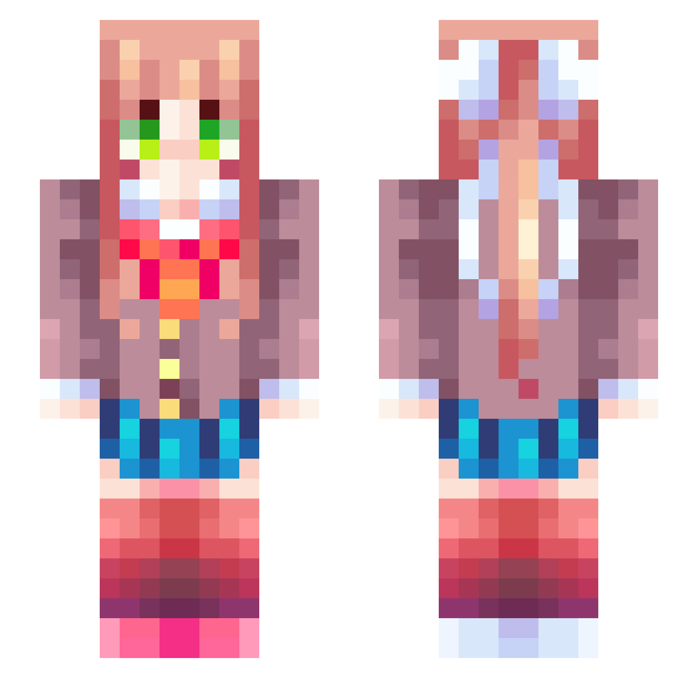 Ckolah Minecraft skin, front and back view