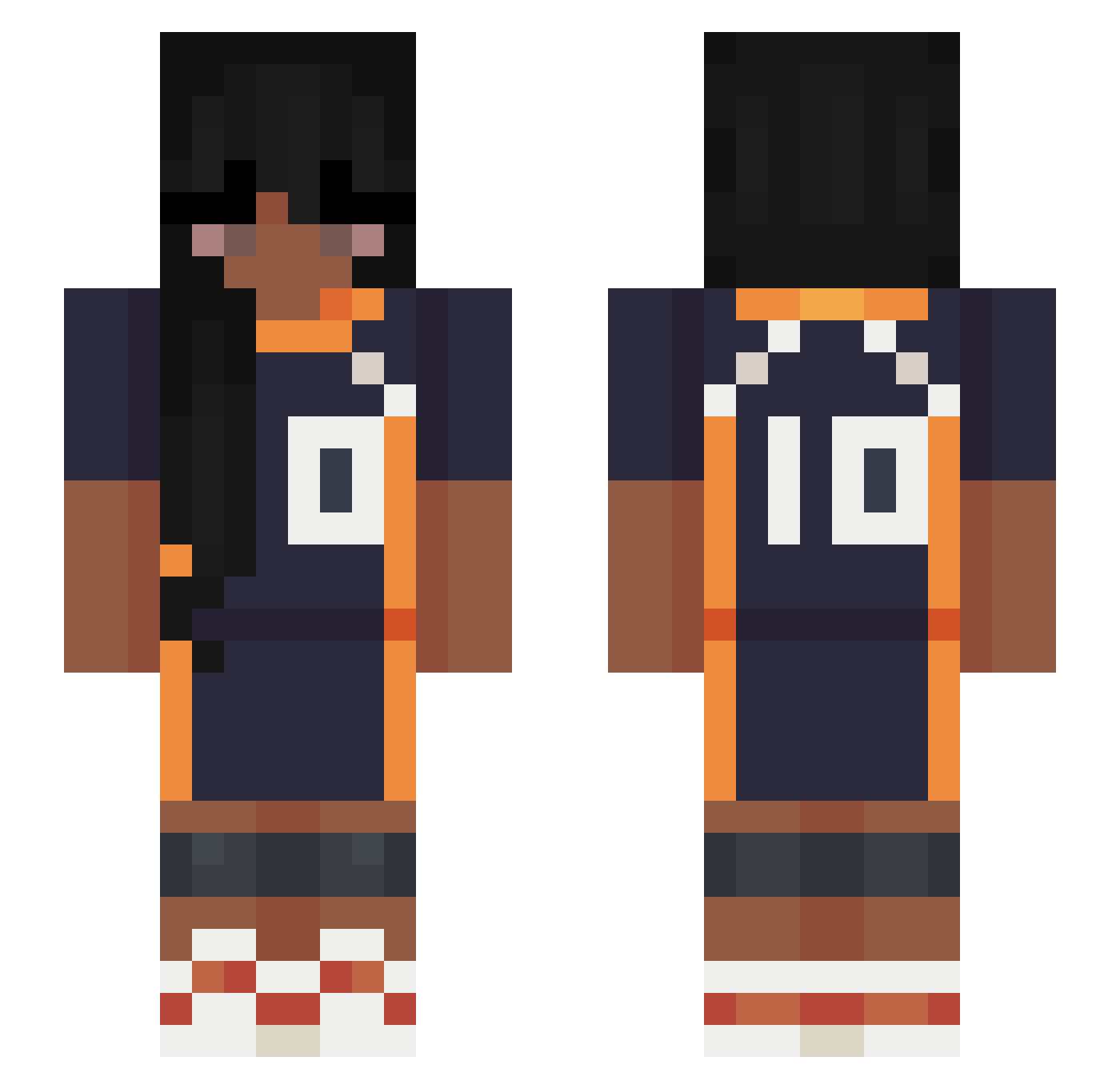 SimpSugar Minecraft skin, front and back view