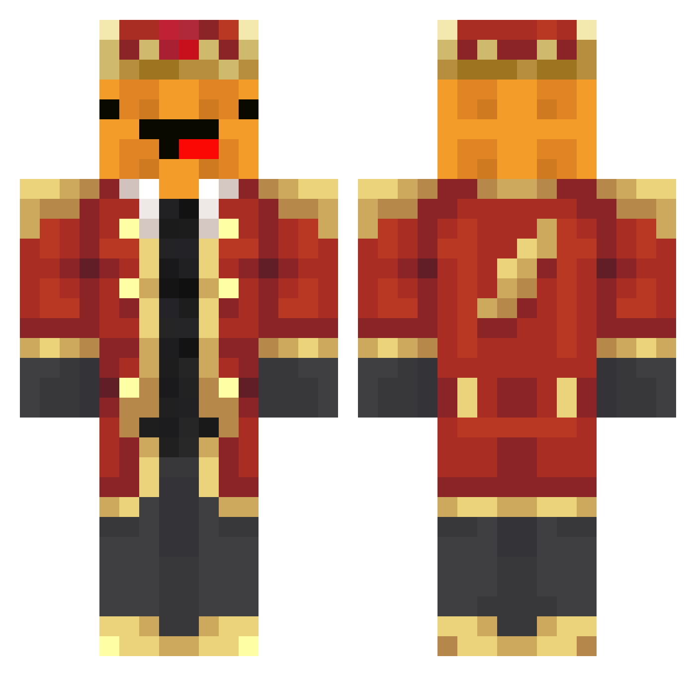 ManWaffle Minecraft skin, front and back view