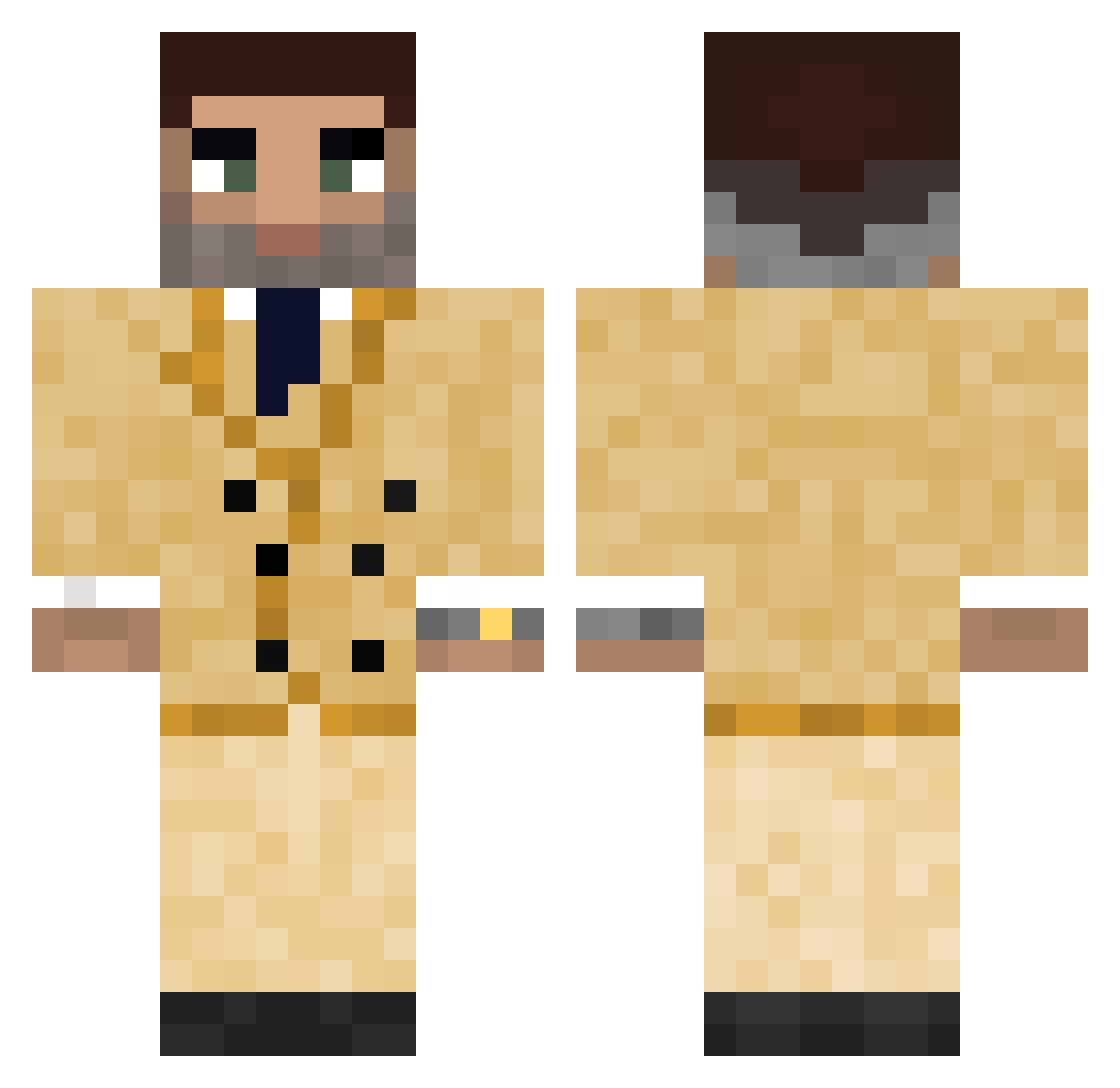 Tolstoyism Minecraft skin, front and back view