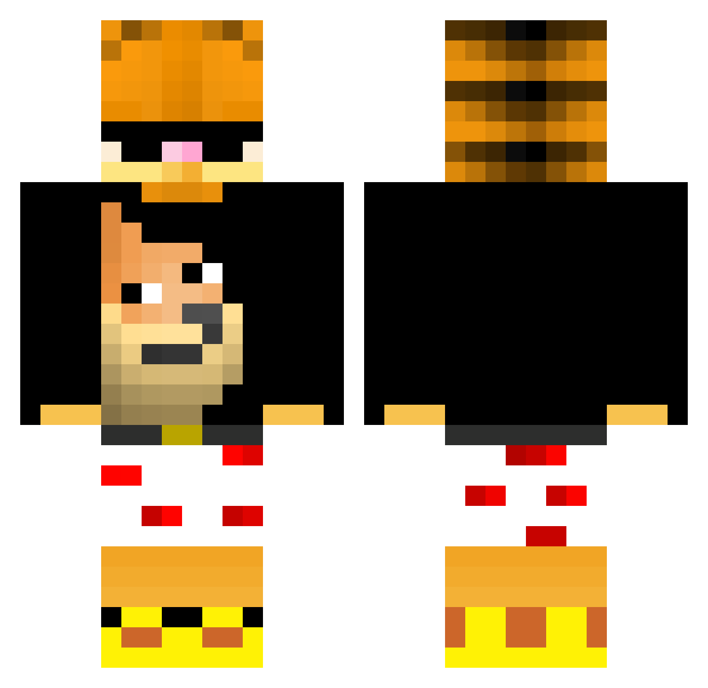Yexus Minecraft skin, front and back view