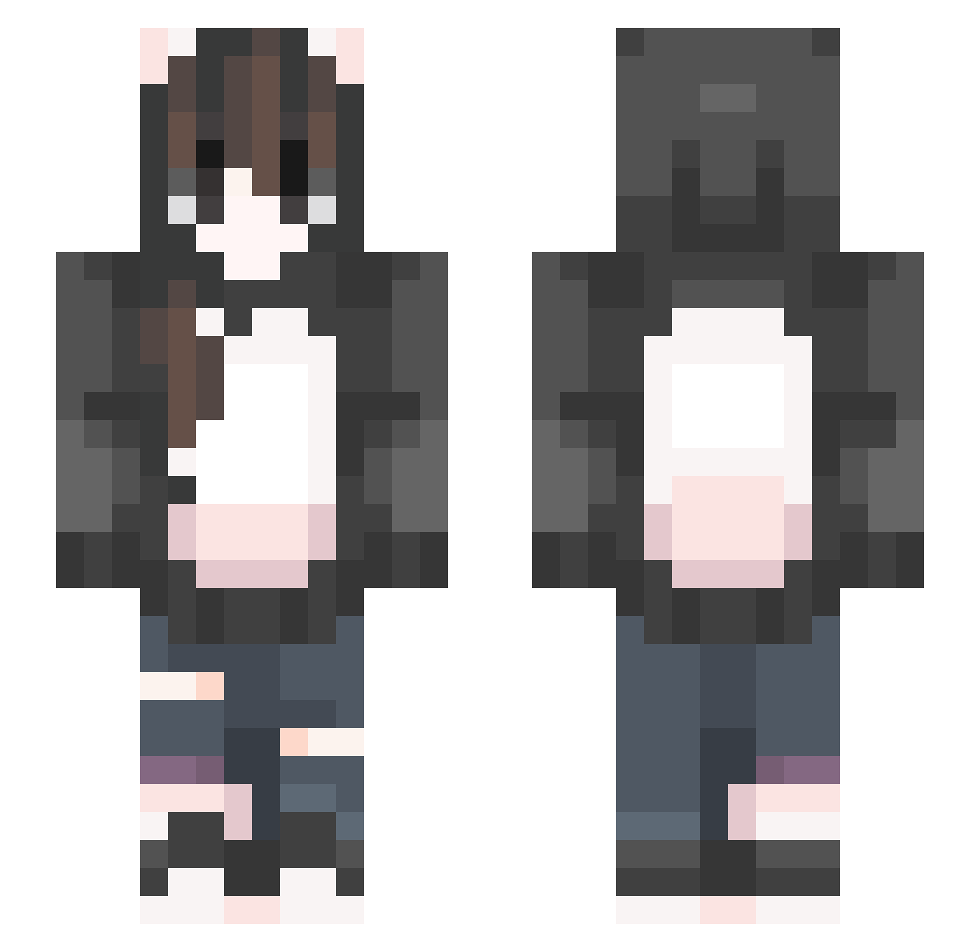 REInvaded Minecraft skin, front and back view
