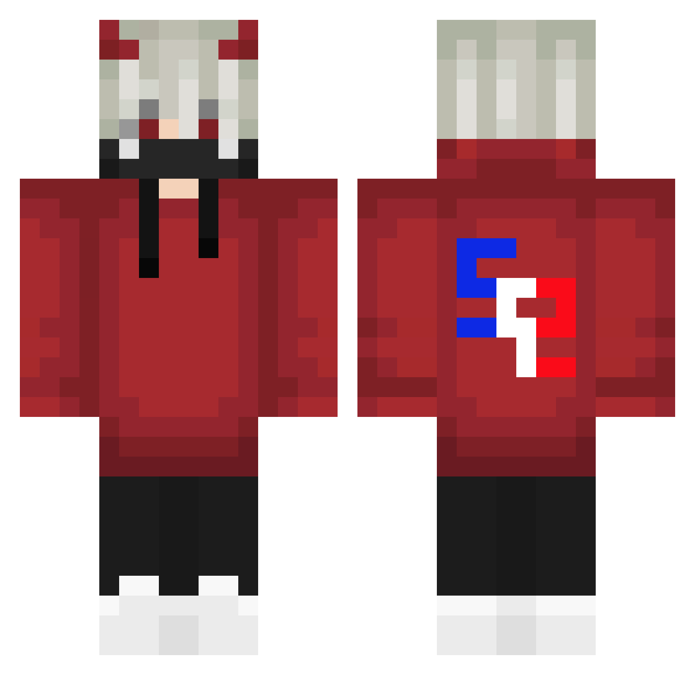 said67 Minecraft skin, front and back view