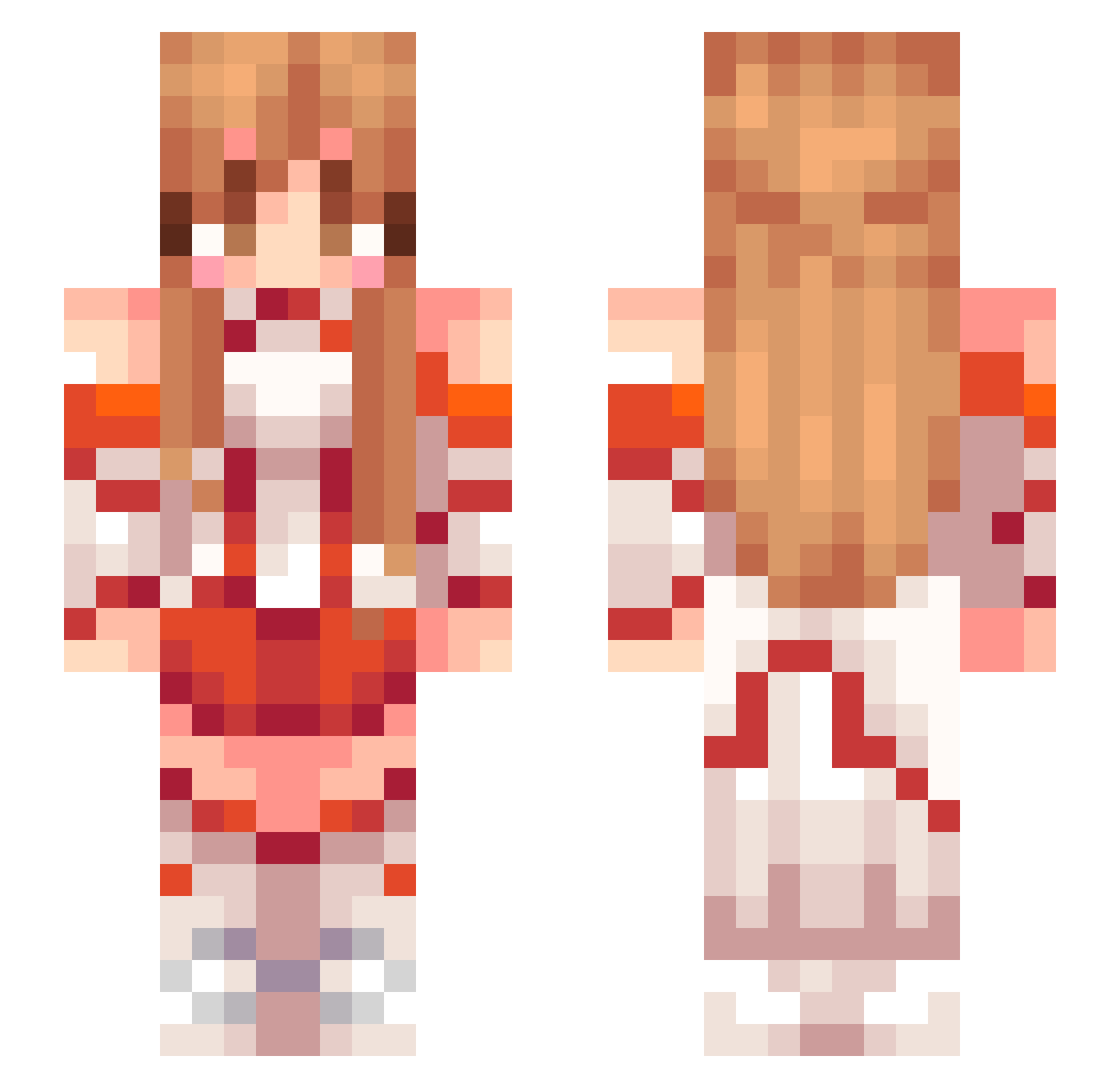 Rawrmance Minecraft skin, front and back view
