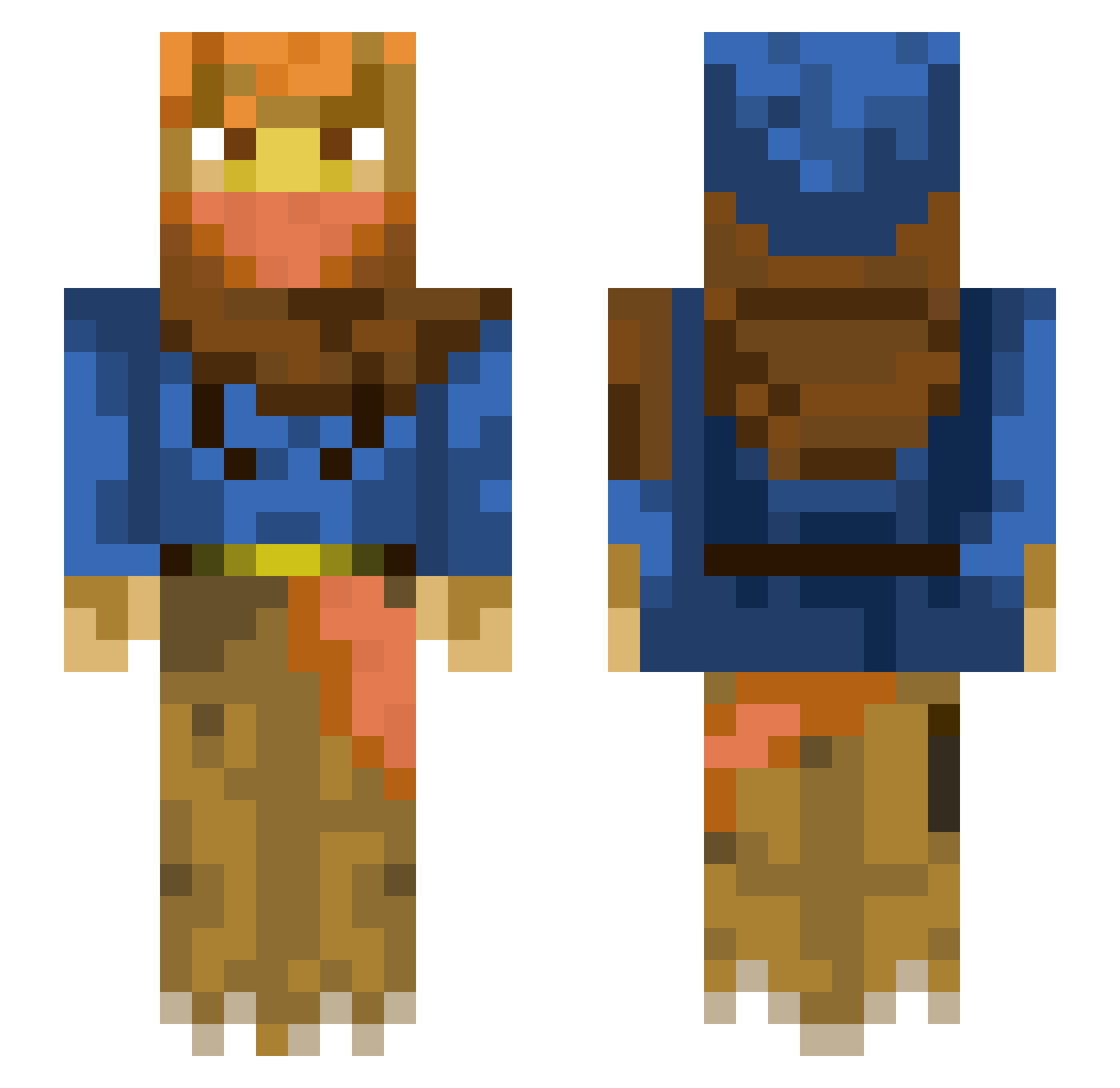 Assassiowl Minecraft skin, front and back view