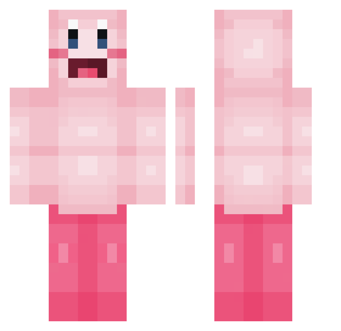 Moufishu Minecraft skin, front and back view