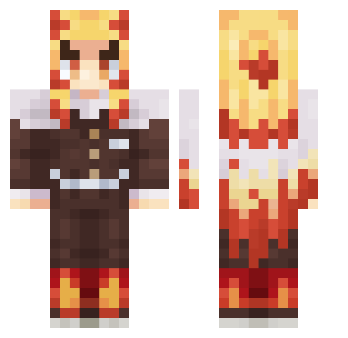 TakashiUchiha Minecraft skin, front and back view