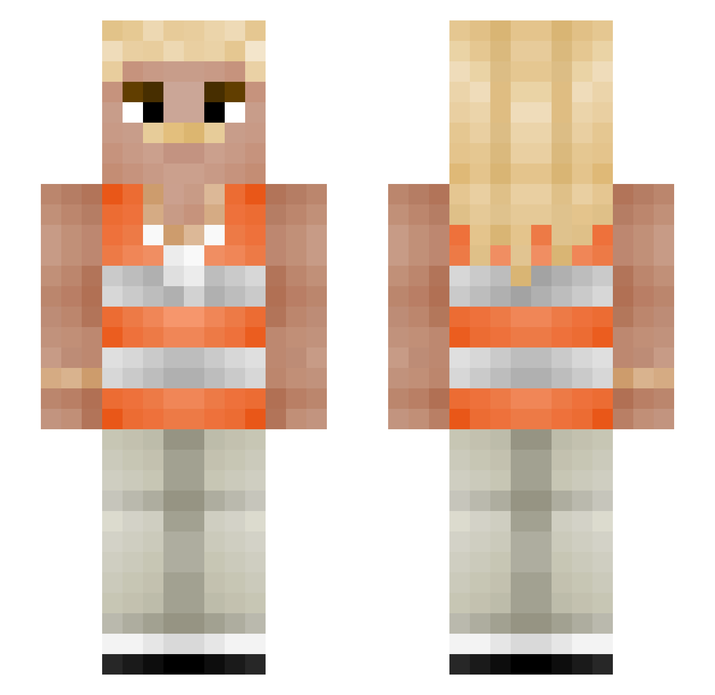 RaThOo Minecraft skin, front and back view