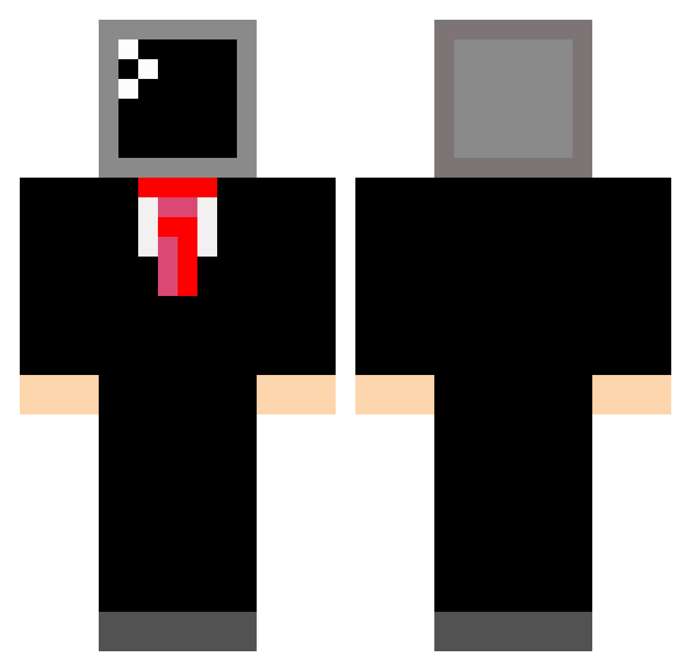 unrooted Minecraft skin, front and back view