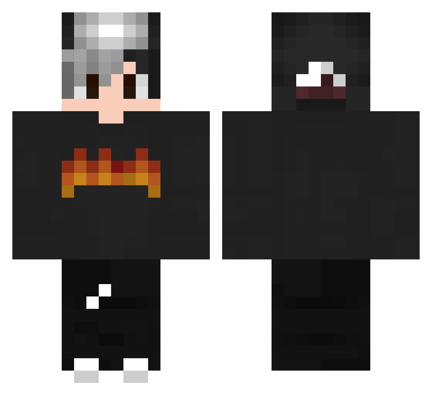 Soupwithcheese Minecraft skin, front and back view