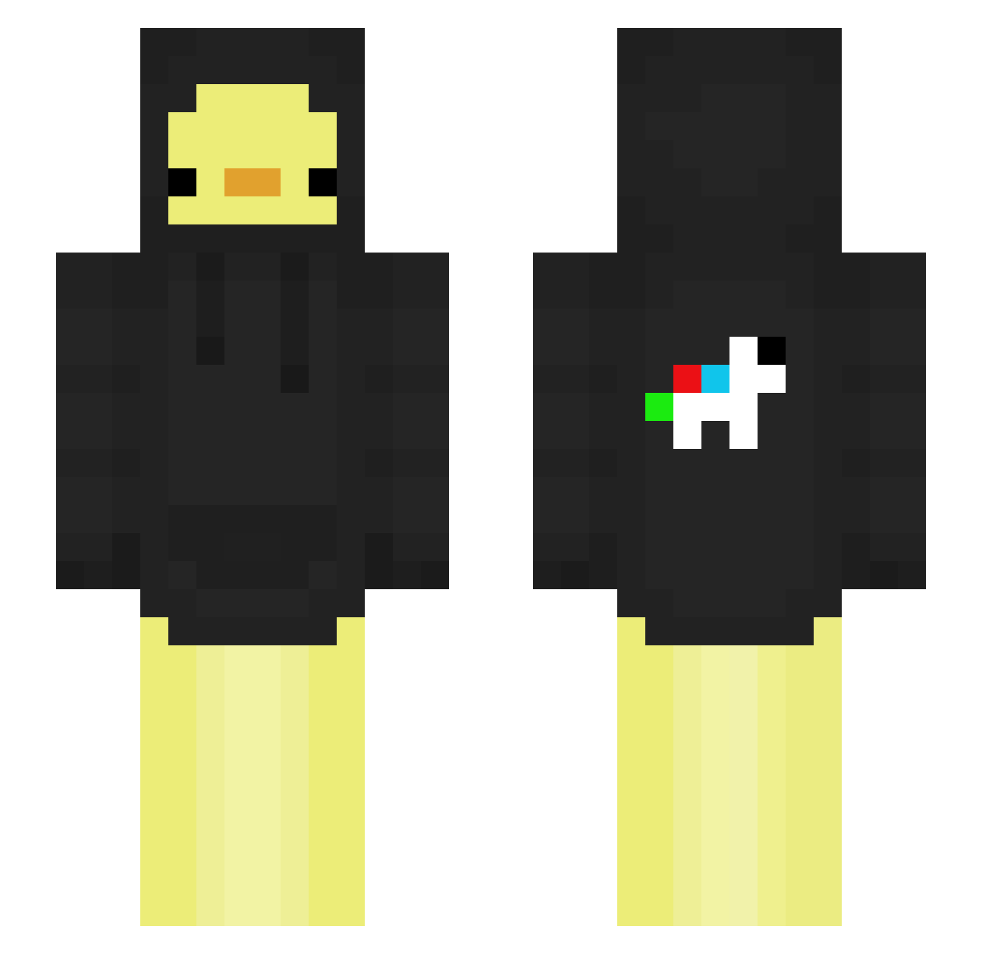 TacoDuckMeepCat Minecraft skin, front and back view