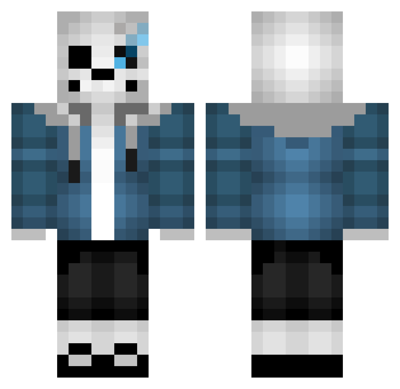 WhatsAFemale Minecraft skin, front and back view
