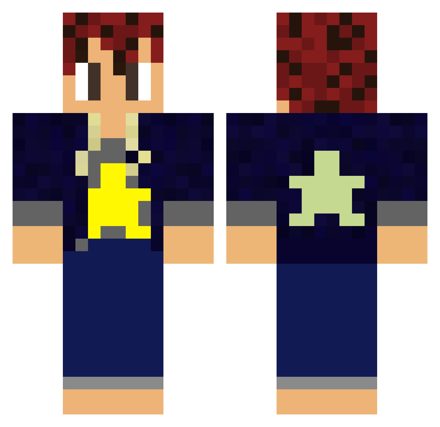 RainbowStar2222 Minecraft skin, front and back view
