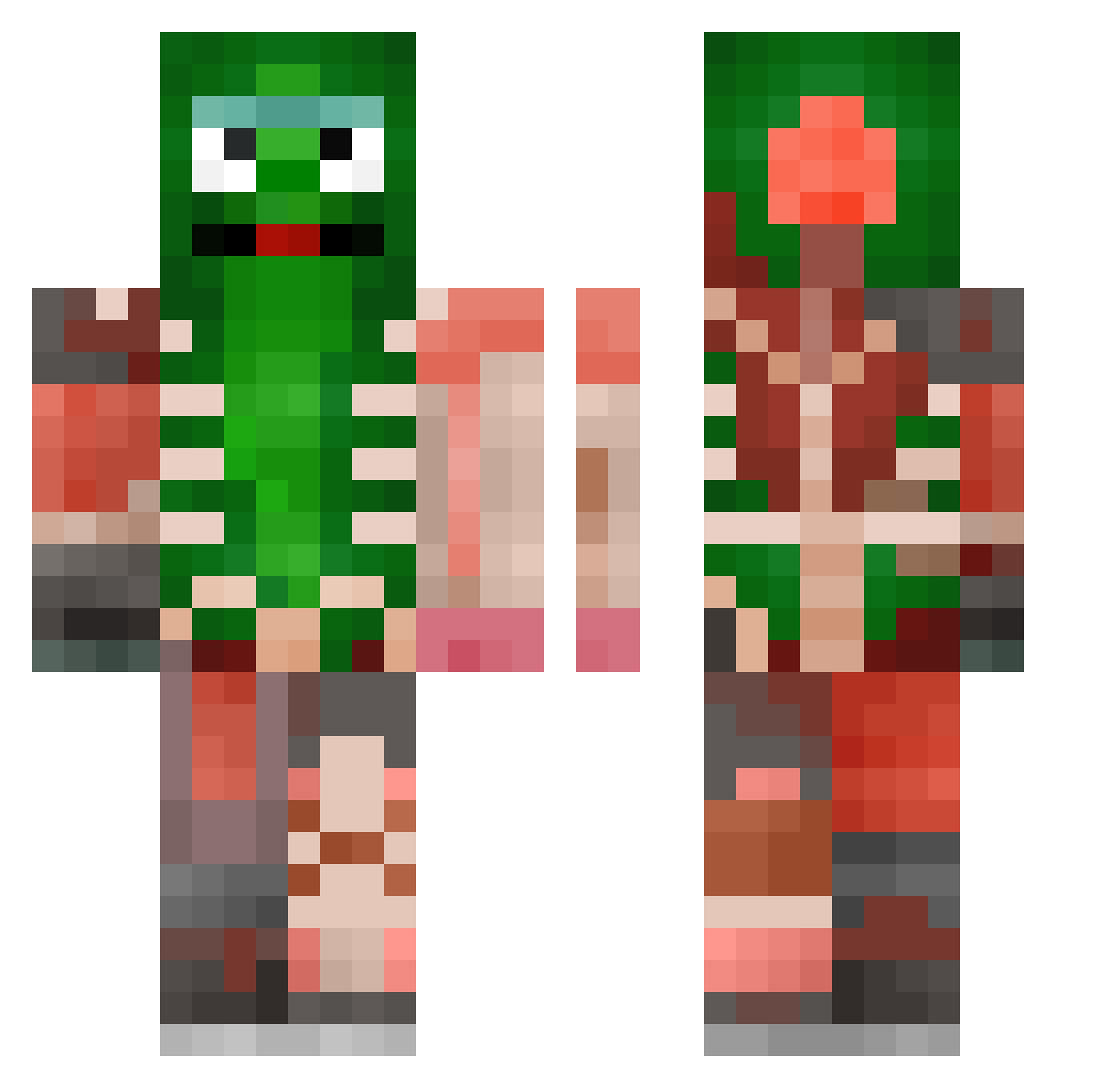 Gamode1337 Minecraft skin, front and back view