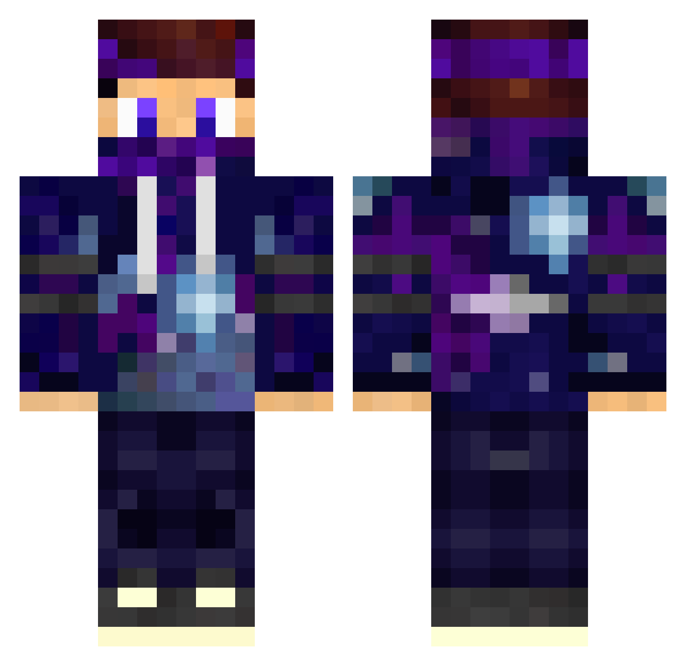 splasie Minecraft skin, front and back view