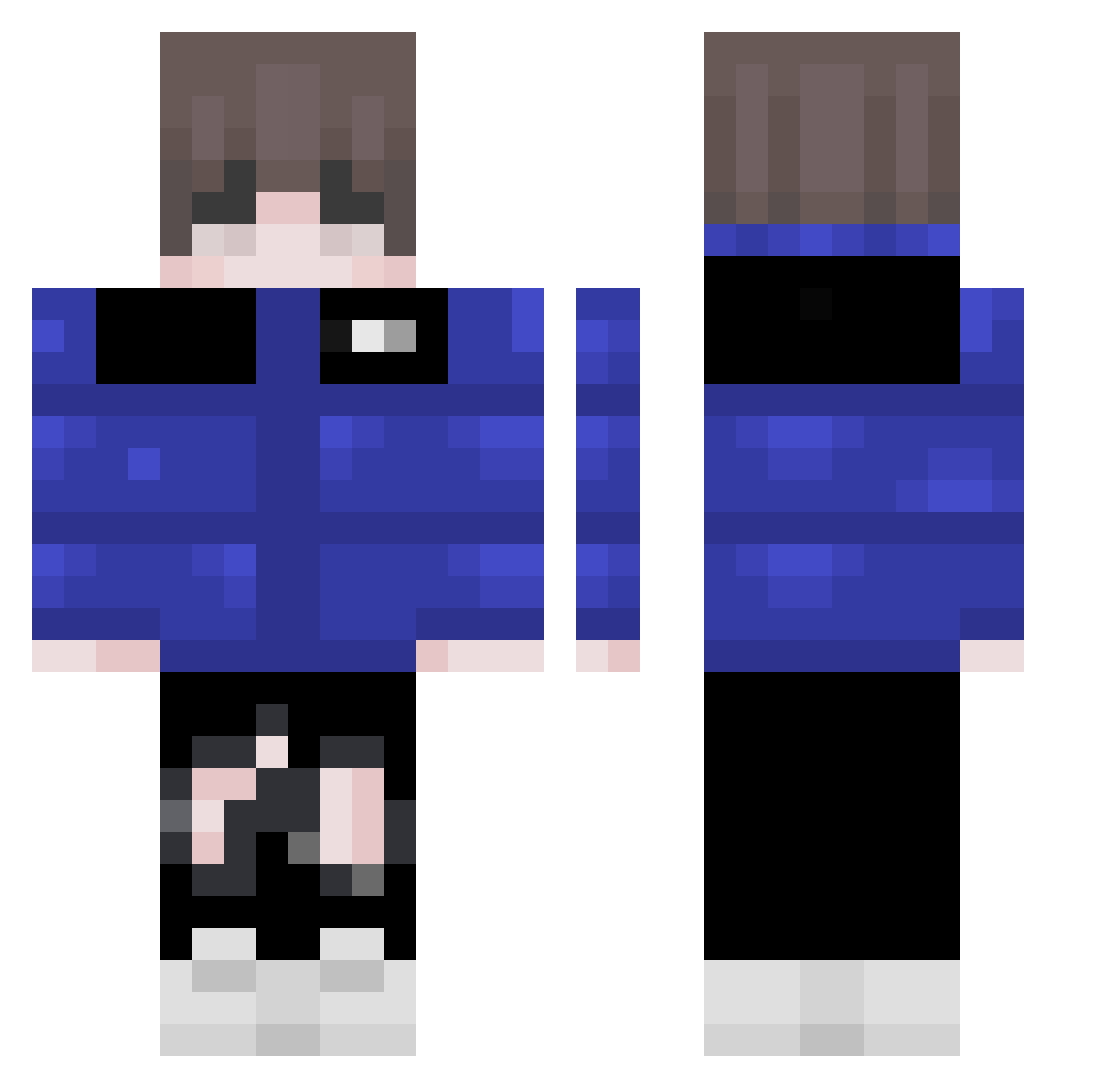 Wishborne Minecraft skin, front and back view