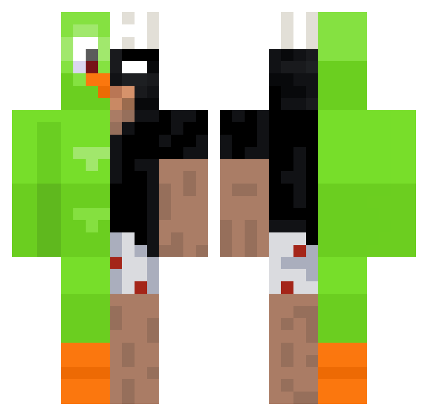 FeeGeez Minecraft skin, front and back view