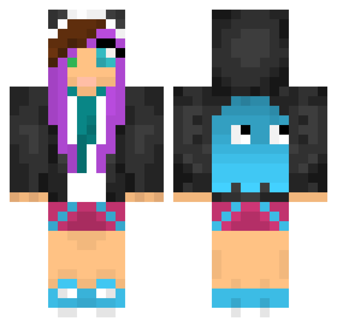 Kyaer Minecraft skin, front and back view