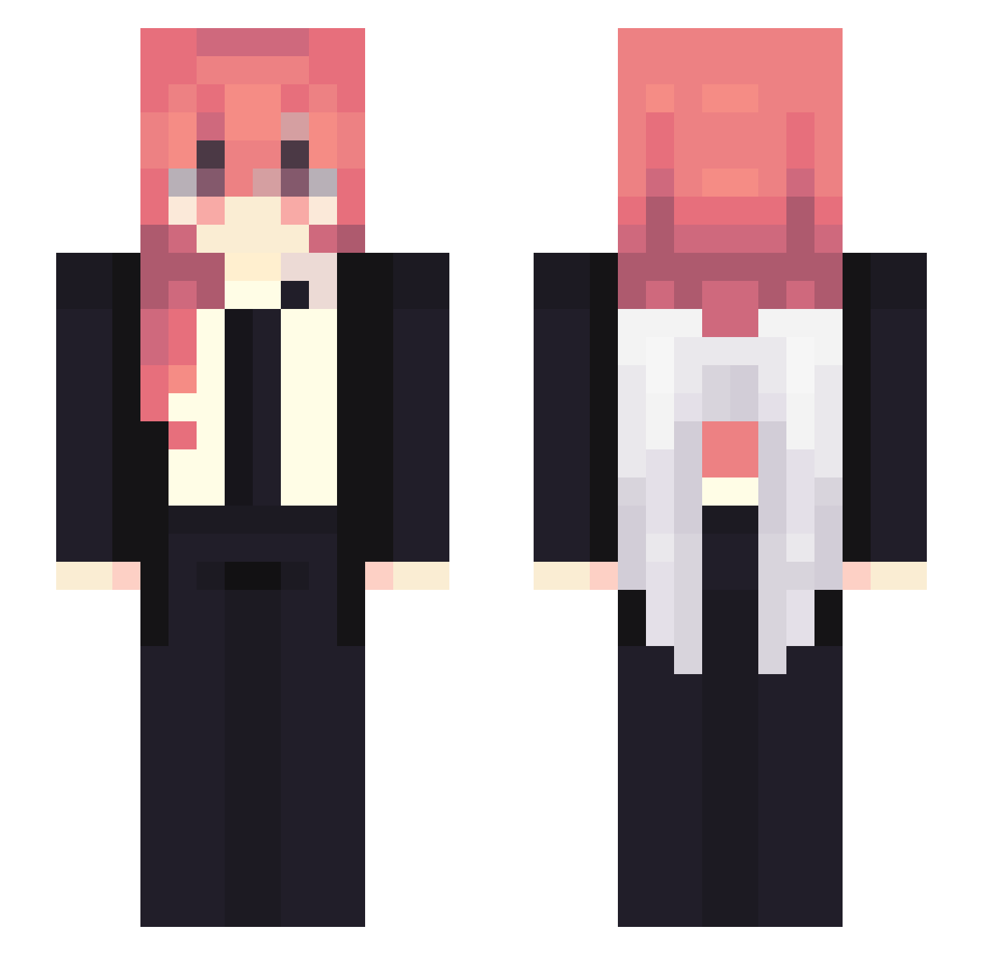 RushXosu Minecraft skin, front and back view