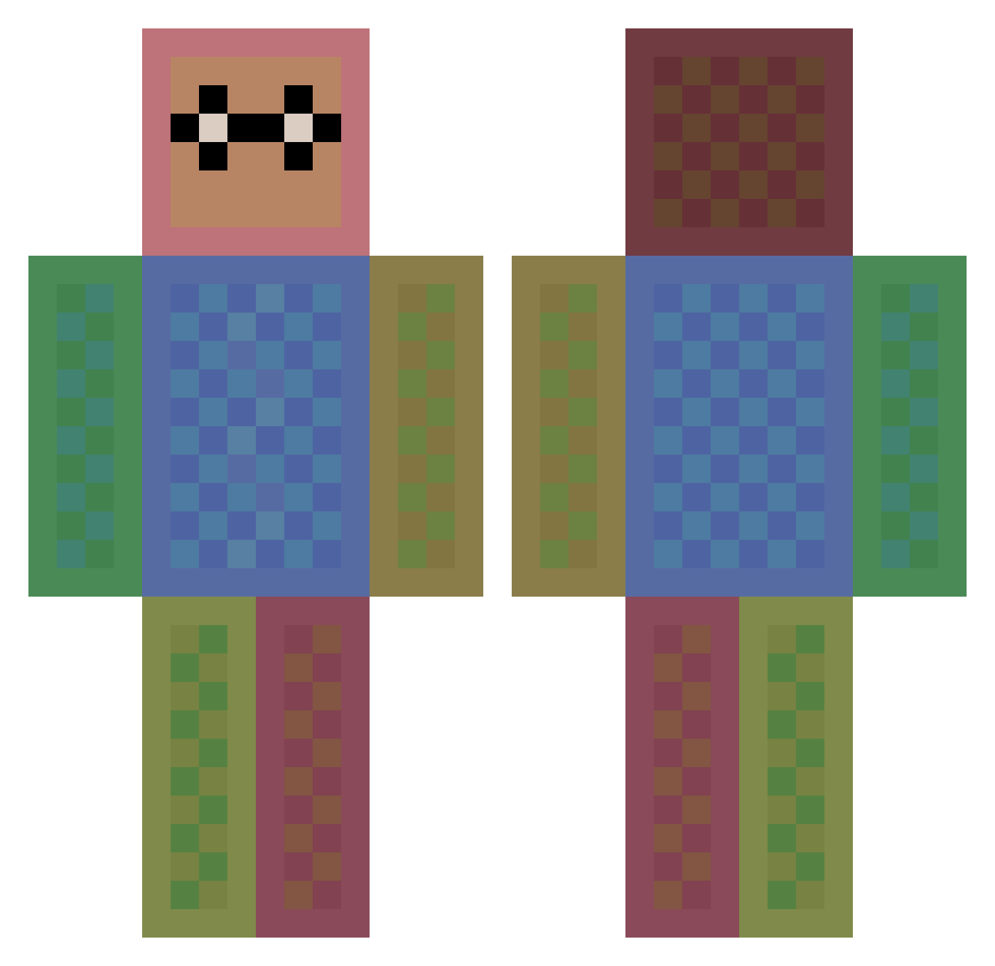 thugWiggle Minecraft skin, front and back view
