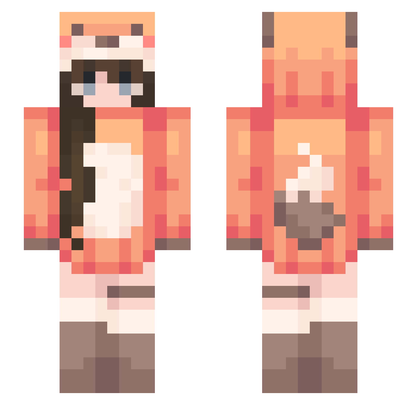 jenniferkaur Minecraft skin, front and back view